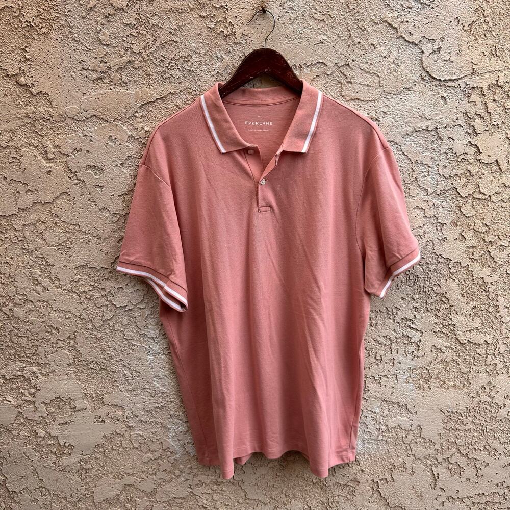 Everlane Pink Tipped Pique Polo Shirt Mens XXL